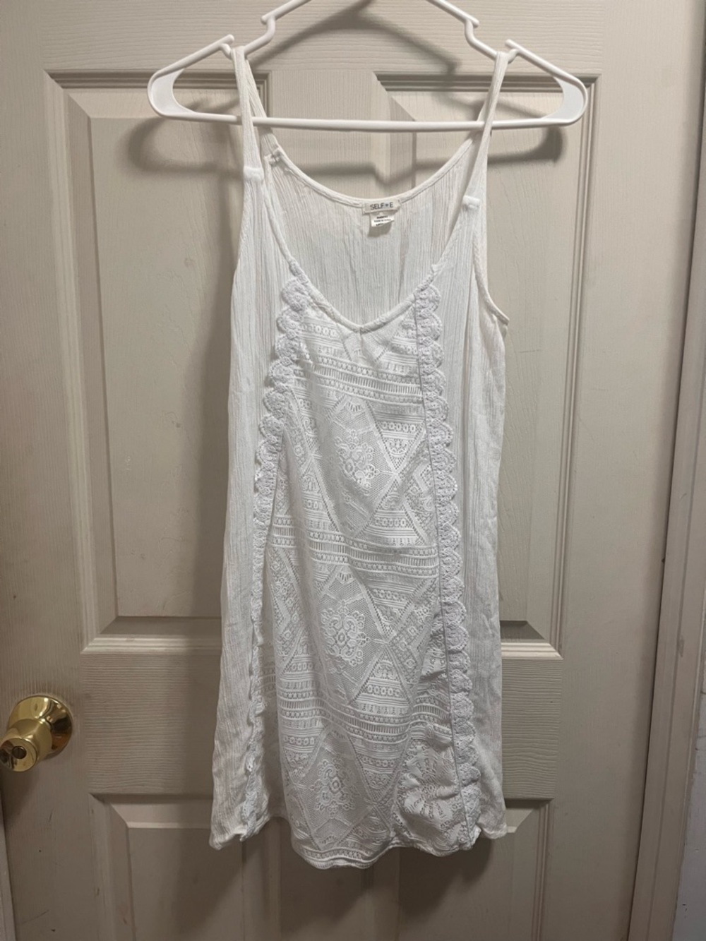 White Lace Crochet Slip shirt